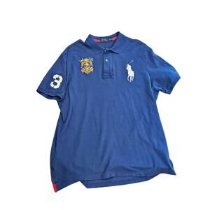 Ralph lauren short sleeve polo shirt blue big pony rugby embroidered men's xxl